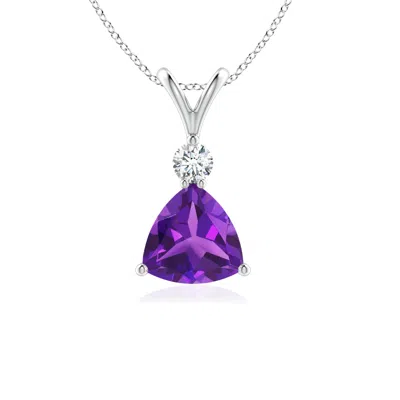 ANGARA TRILLION AMETHYST SOLITAIRE PENDANT WITH DIAMOND