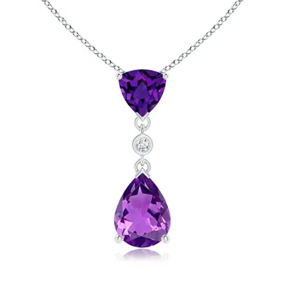 ANGARA TRILLION AND PEAR AMETHYST DROP PENDANT WITH DIAMOND
