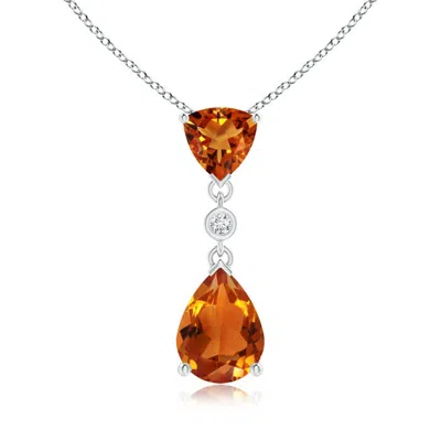 ANGARA TRILLION AND PEAR CITRINE DROP PENDANT WITH DIAMOND