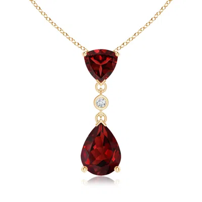 ANGARA TRILLION AND PEAR GARNET DROP PENDANT WITH DIAMOND