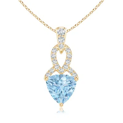 ANGARA TRILLION AQUAMARINE DANGLE PENDANT WITH DIAMOND ACCENTS