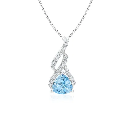 ANGARA TRILLION AQUAMARINE SOLITAIRE PENDANT WITH DIAMOND SWIRL