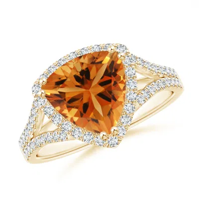ANGARA TRILLION CITRINE COCKTAIL RING WITH DIAMOND ACCENTS