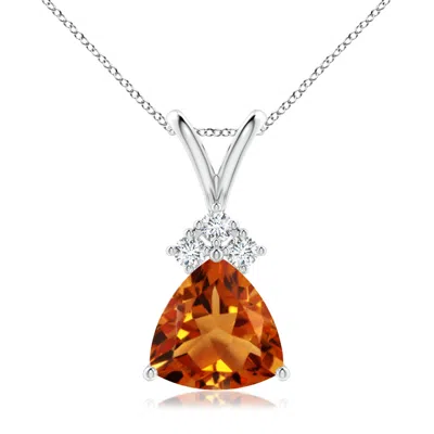 ANGARA TRILLION CITRINE SOLITAIRE PENDANT WITH TRIO DIAMONDS