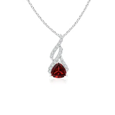 ANGARA TRILLION GARNET SOLITAIRE PENDANT WITH DIAMOND SWIRL