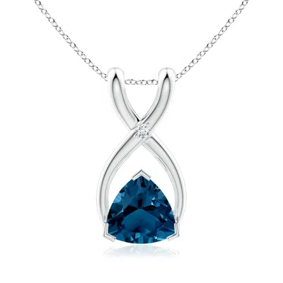 ANGARA TRILLION LONDON BLUE TOPAZ WISHBONE PENDANT WITH DIAMOND