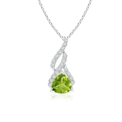 ANGARA TRILLION PERIDOT SOLITAIRE PENDANT WITH DIAMOND SWIRL