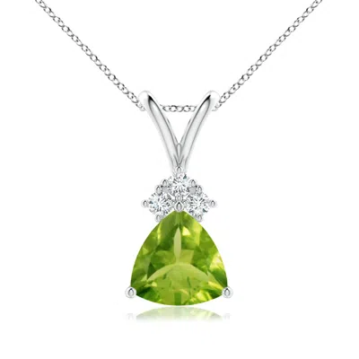ANGARA TRILLION PERIDOT SOLITAIRE PENDANT WITH TRIO DIAMONDS