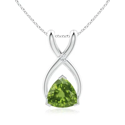 ANGARA TRILLION PERIDOT WISHBONE PENDANT WITH DIAMOND