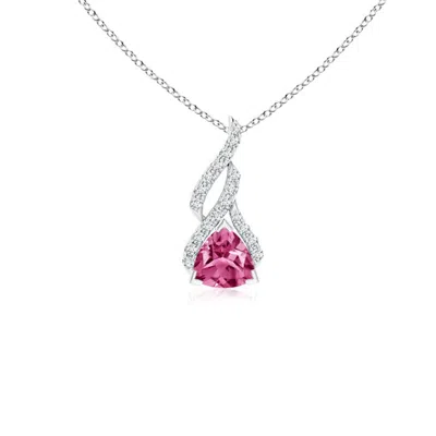 ANGARA TRILLION PINK SAPPHIRE SOLITAIRE PENDANT WITH DIAMOND SWIRL