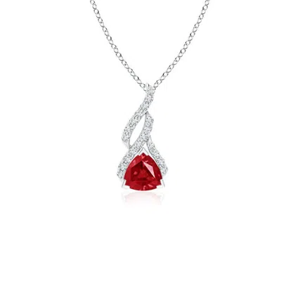 ANGARA TRILLION RUBY SOLITAIRE PENDANT WITH DIAMOND SWIRL