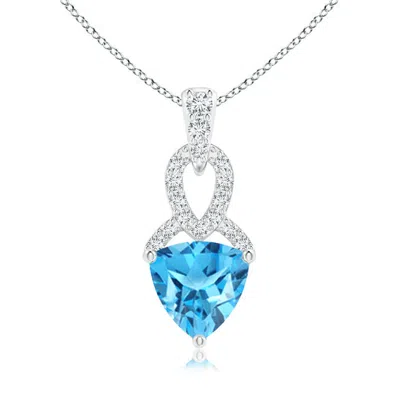 ANGARA TRILLION SWISS BLUE TOPAZ DANGLE PENDANT WITH DIAMOND ACCENTS