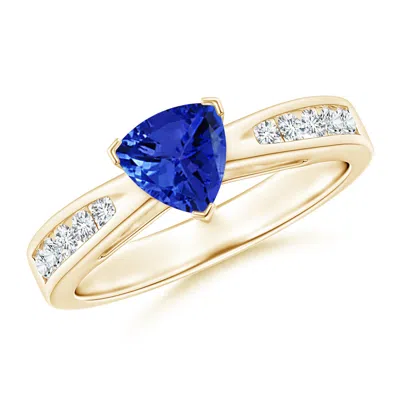 ANGARA TRILLION TANZANITE SOLITAIRE RING WITH DIAMOND ACCENTS