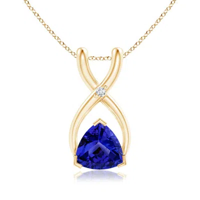 ANGARA TRILLION TANZANITE WISHBONE PENDANT WITH DIAMOND