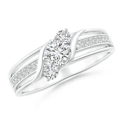 ANGARA TRIPLE SHANK DIAGONAL DIAMOND THREE STONE BYPASS RING