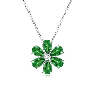 ANGARA TSAVORITE FLOWER CLUSTER PENDANT WITH DIAMOND
