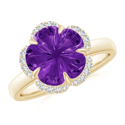 ANGARA TULIP-INSPIRED AMETHYST RING WITH DIAMOND HALO