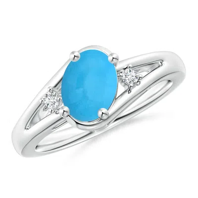 ANGARA TURQUOISE AND DIAMOND SPLIT SHANK RING