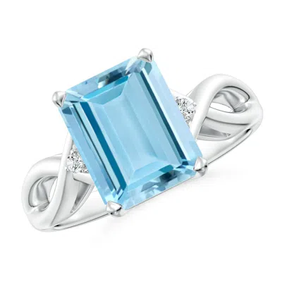 ANGARA TWIST SHANK EMERALD CUT AQUAMARINE STATEMENT RING