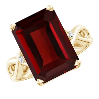 ANGARA TWIST SHANK EMERALD CUT GARNET STATEMENT RING