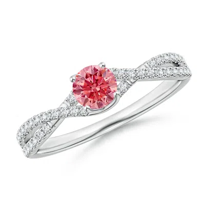 ANGARA TWIST SHANK SOLITAIRE ROUND LAB-GROWN FANCY INTENSE PINK DIAMOND ENGAGEMENT RING