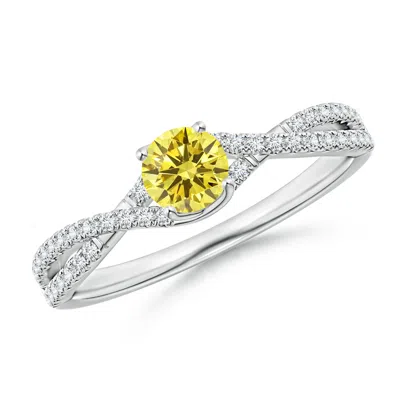 ANGARA TWIST SHANK SOLITAIRE ROUND LAB-GROWN FANCY INTENSE YELLOW DIAMOND ENGAGEMENT RING