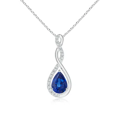 ANGARA TWISTED INFINITY FLOATING BLUE SAPPHIRE DROP PENDANT