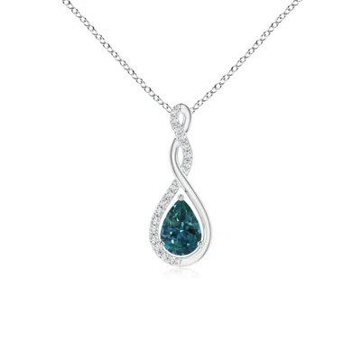 ANGARA TWISTED INFINITY FLOATING TEAL MONTANA SAPPHIRE DROP PENDANT