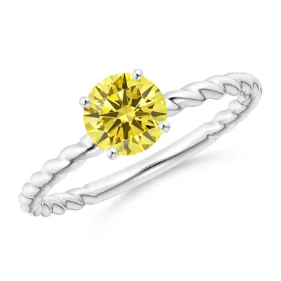 ANGARA TWISTED SHANK ROUND FANCY INTENSE YELLOW DIAMOND SOLITAIRE ENGAGEMENT RING
