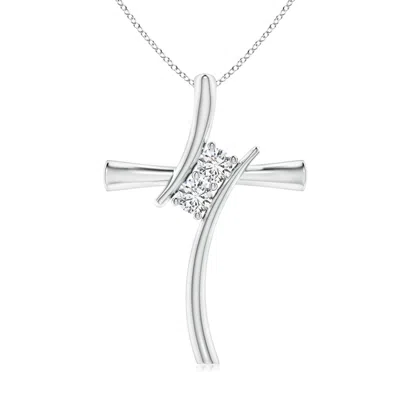 ANGARA TWO STONE DIAMOND BYPASS CROSS PENDANT