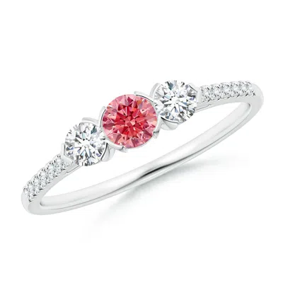 ANGARA UNIQUE PRONG-SET FANCY INTENSE PINK DIAMOND THREE STONE ENGAGEMENT RING