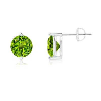 ANGARA UNIQUE TWO PRONG-SET PERIDOT SOLITAIRE STUD EARRINGS