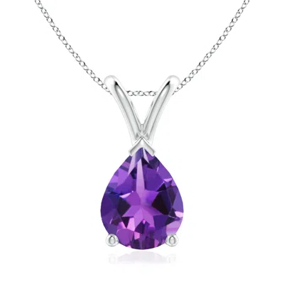 ANGARA V-BALE PEAR-SHAPED AMETHYST SOLITAIRE PENDANT