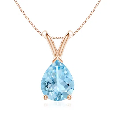 ANGARA V-BALE PEAR-SHAPED AQUAMARINE SOLITAIRE PENDANT