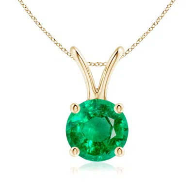 ANGARA V-BALE ROUND EMERALD SOLITAIRE PENDANT
