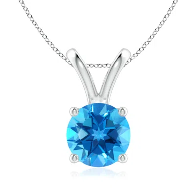 ANGARA V-BALE ROUND SWISS BLUE TOPAZ SOLITAIRE PENDANT