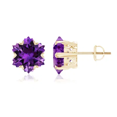 ANGARA V-PRONG-SET SNOWFLAKE-CUT AMETHYST STUD EARRINGS