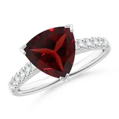 ANGARA V-PRONG SET TRILLION GARNET COCKTAIL RING WITH DIAMONDS