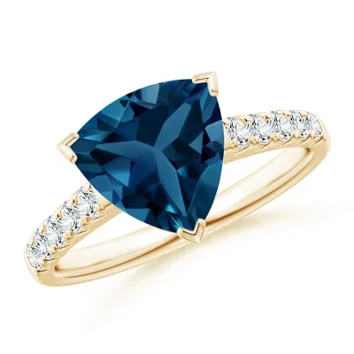ANGARA V-PRONG SET TRILLION LONDON BLUE TOPAZ RING WITH DIAMONDS