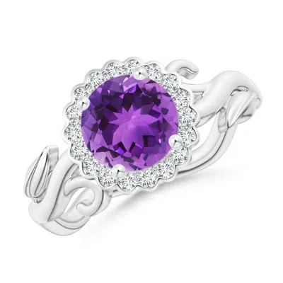 ANGARA VINTAGE INSPIRED AMETHYST FLOWER AND VINE RING