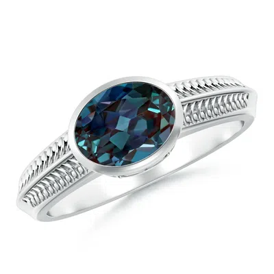 ANGARA VINTAGE INSPIRED BEZEL-SET LAB-GROWN ALEXANDRITE RING WITH GROOVES