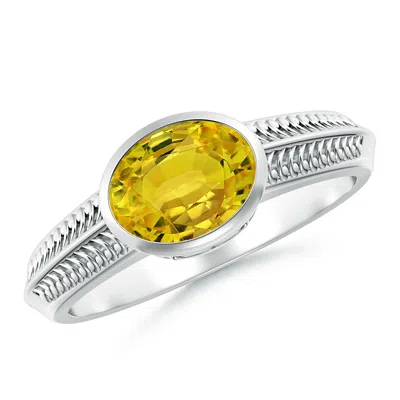 ANGARA VINTAGE INSPIRED BEZEL-SET YELLOW SAPPHIRE RING WITH GROOVES
