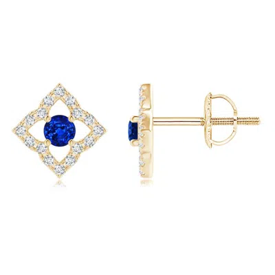 ANGARA VINTAGE INSPIRED BLUE SAPPHIRE CLOVER STUD EARRINGS