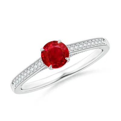 ANGARA VINTAGE INSPIRED CLAW-SET ROUND RUBY SOLITAIRE RING