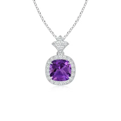 ANGARA VINTAGE INSPIRED CUSHION AMETHYST HALO PENDANT