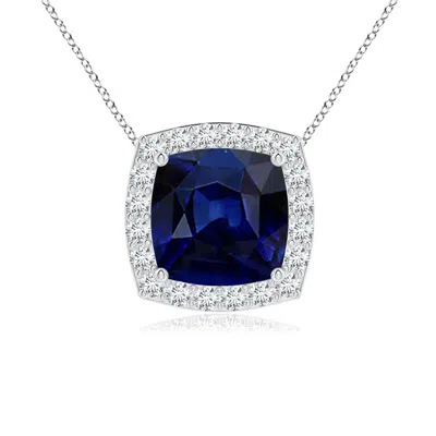 ANGARA VINTAGE INSPIRED CUSHION BLUE SAPPHIRE HALO PENDANT