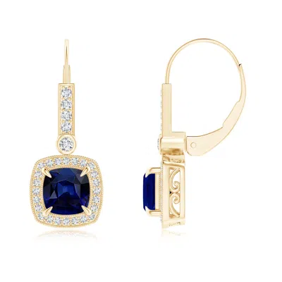 ANGARA VINTAGE-INSPIRED CUSHION BLUE SAPPHIRE LEVERBACK EARRINGS