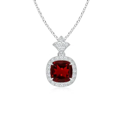 ANGARA VINTAGE INSPIRED CUSHION GARNET HALO PENDANT
