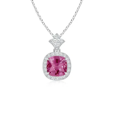 ANGARA VINTAGE INSPIRED CUSHION PINK TOURMALINE HALO PENDANT