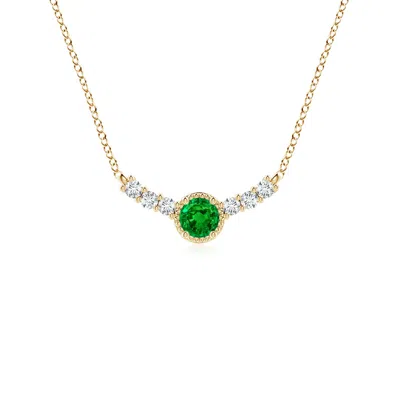 ANGARA VINTAGE INSPIRED EMERALD AND DIAMOND CURVED BAR PENDANT